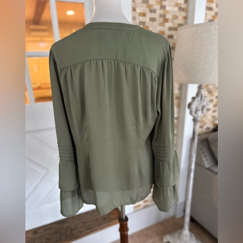 Soft Surroundings Button Front Ruffle Long Sleeve… - image 4